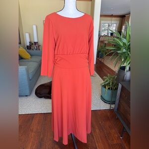 Julia Jordan size 12 distinctive burnt orange dress with tie waist detail
